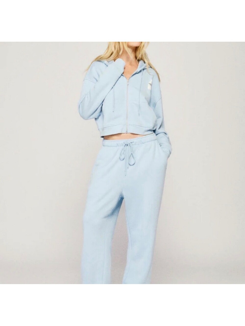 Dairy Boy Milk Bottle cropped hoodie + sweatpants Icy Blue set